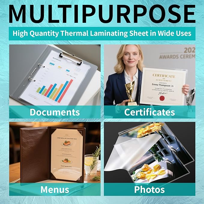 OausTect Thermal Laminating Pouches 3 mil, Clear 9 x 11.5 Inch Laminating Sheet Paper for Thermal Laminator, Holds 8.5 x 11 Inch Letter Size Sheets Lamination Sheet (200 Pack)