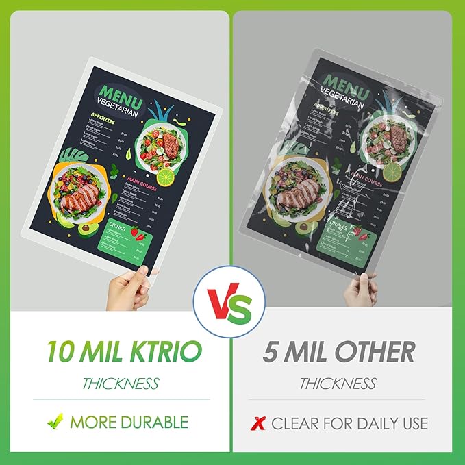 KTRIO 10 Pack Self Sealing Laminating Sheets 8.5 x 11, 10 Mil Thick Self Adhesive Laminating Pouches, Clear Lamination Sheets, 9 x 11.5 Laminate Sheets, No Laminator Machine Needed, No Heat, Office