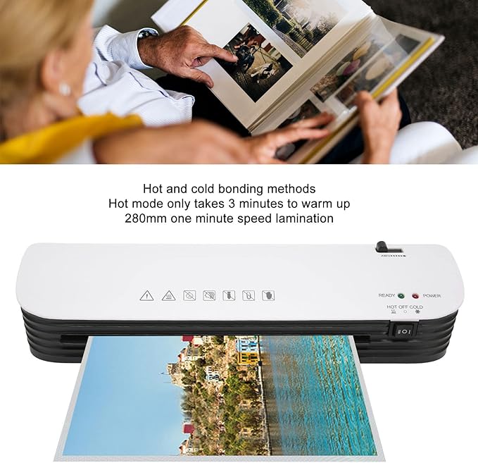 ASHATA SL299 Thermal Laminator Machine, 9 inch Hot Cold Laminating Machine with Paper Cutter and Corner Rounder, Anti Jam Lamination Machine for Laminate Recipe Cards, Photos and