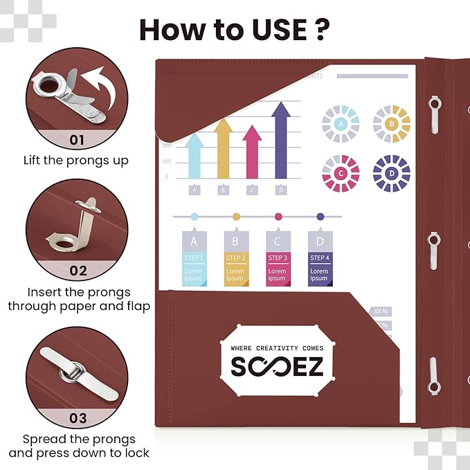 Sooez Folders with Pockets and Prong, 6 Pack, Retro Colors, File Folders with Prongs, 2 Pocket Folders Bulk, Plastic Folder for School College Supplies, Aesthetic Nursing Cute School Supplies