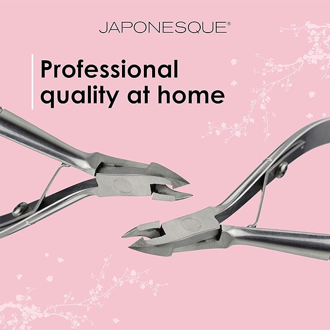JAPONESQUE Cuticle Nipper with Ultra-Sharp, High Performance, Stainless Steel Blades to Remove Hangnails and Cuticles, Anti-Slip Grip for Control and Comfort