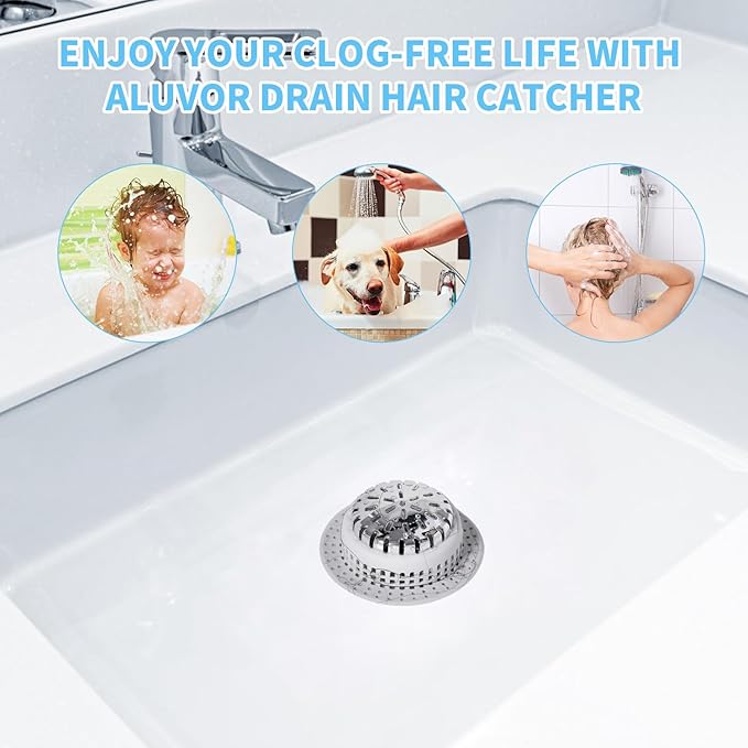 Shower Drain Hair Catcher, Shower Drain Cover, Bathtub Drain Hair Catcher for Pop-Up & Regular Drains (Top Small)