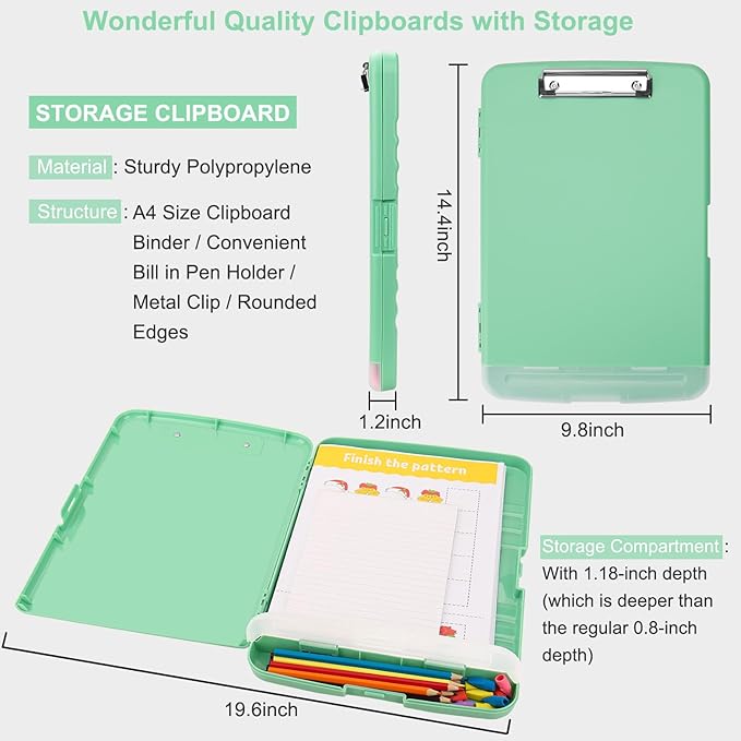 SFLHHDM Clip Boards 8.5x11 with Storage, Low Profile Clip Plastic Clipboards, Nursing Clipboard Folder with Pen Holder, Heavy Duty Clipboard with Storage, Nurse Binder Case for Classroom