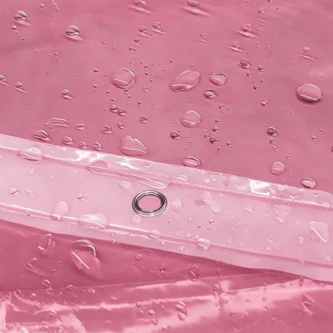 Barossa Design Clear Pink Stall Shower Curtain Liner with 3 Magnets - 36" x 72" Waterproof Lightweight PEVA Plastic Narrow Shower Liner for Small Bathroom, Metal Grommets - Clear Pink