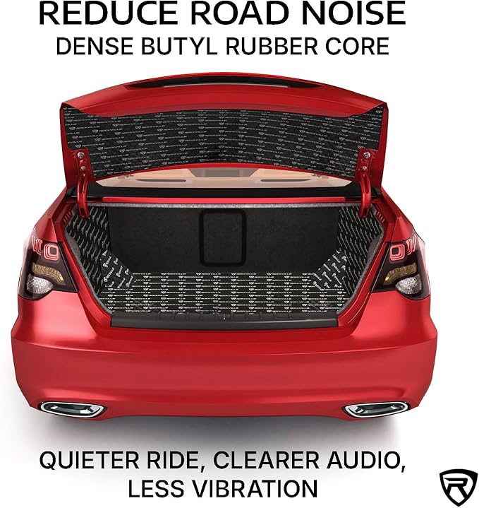 Rockville RockMat 15-25 2.5MM 100 MIL Sound Deadener Car Kit, 15.5 Sq Ft, 14 Flat Sheets, Roller Included, Heat Resistant, for Cars, Boats, UTVs, ATVs, Studios