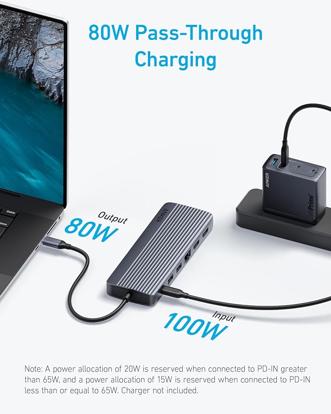 Anker Laptop Docking Station 3 Monitors, 14 in 1 USB C Hub, Triple Display USB C Docking Station with Dual 4K HDMI, 1080p VGA, 80W PD, USB-A/C Data Ports for Dell XPS and More (Charger not Included)