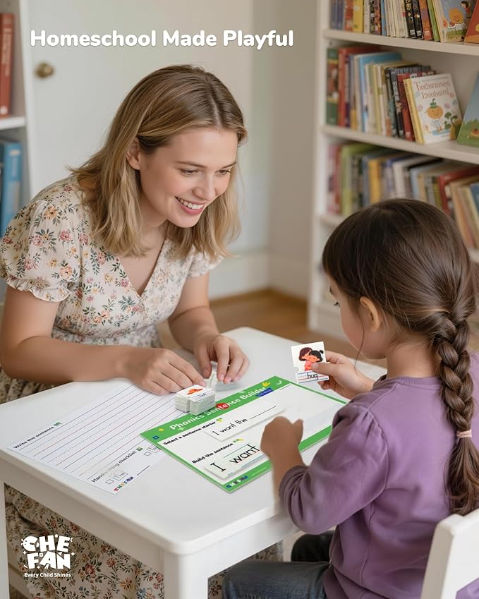 Phonics Sentence Builder, CVC Word Games for Kids, Sentence Building & Sight Words Flash Cards, Learn to Read Handwriting Practice, Preschool Kindergarten Homeschool & Speech Therapy