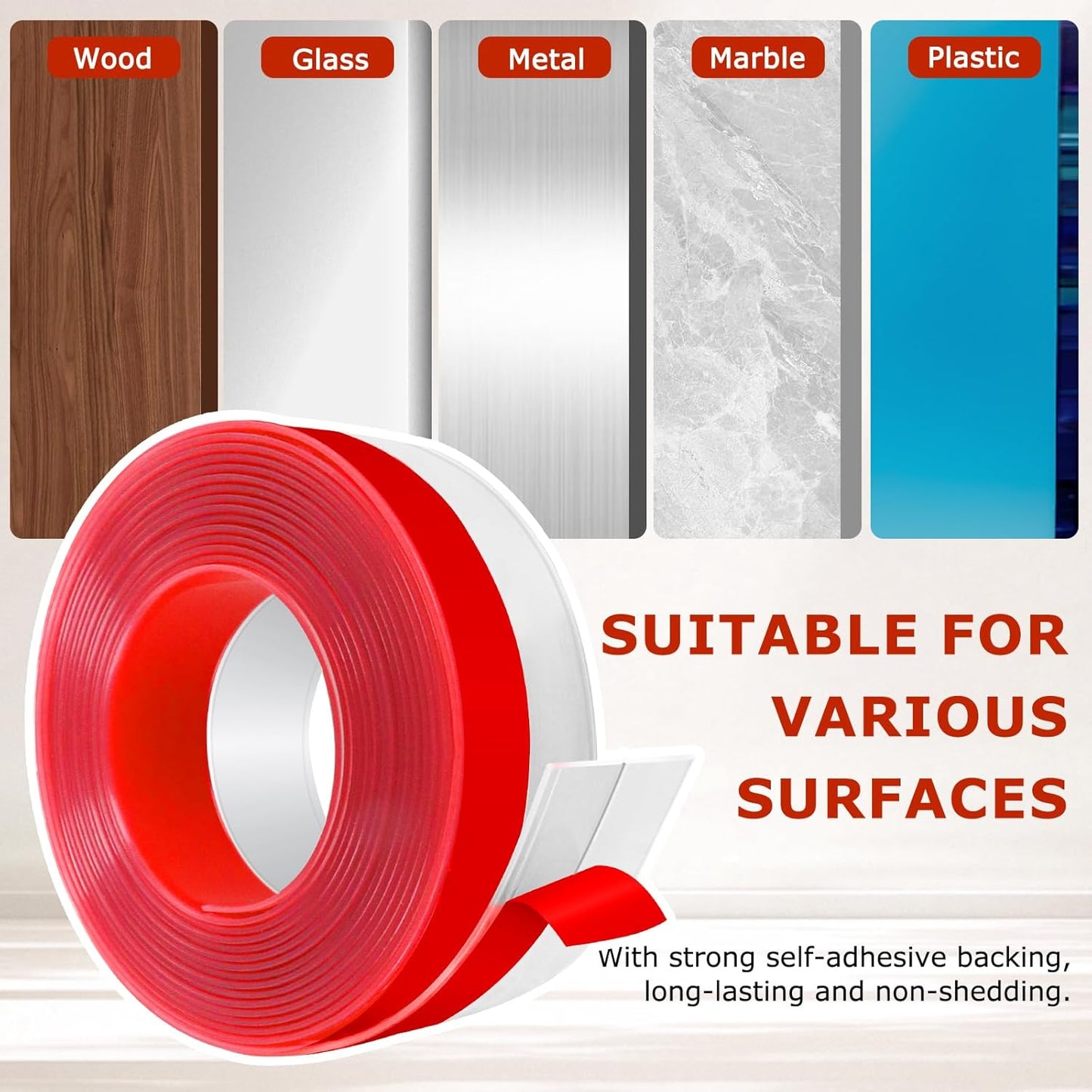Weather Stripping Self Adhesive Door Draft Stopper Flexible Shower Door Bottom Seal Silicone Seal Strip for Sliding Glass Windows Side Gaps (Transparent, 2 Inch Wide x 10 Feet Long)