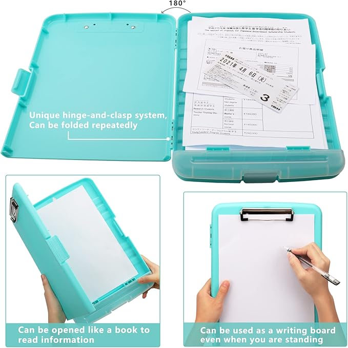 SFLHHDM Clipboard with Storage, Clip Boards 8.5x11, Plastic Clipboards with Pen Holder, Clip Board with Storage Compartments, Nurse Clipboard with Storage for Classroom, Student, Teacher