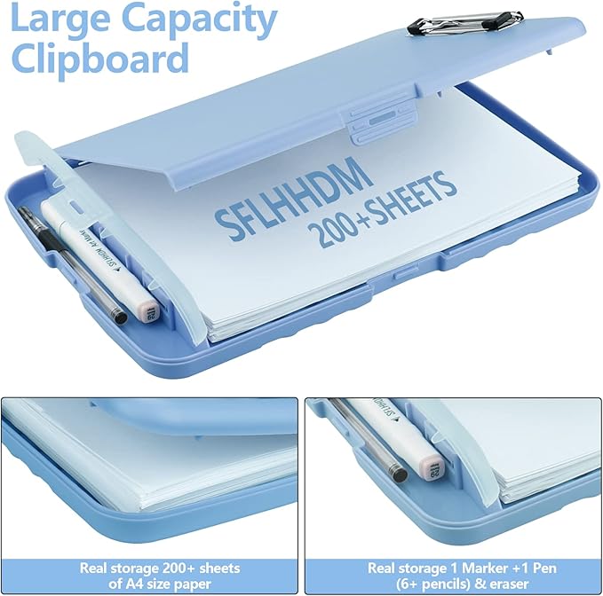 SFLHHDM Clipboard with Pen Holder, Legal Size Nursing Clipboard with Storage, Plastic Clip Board for Writing, Lightweight Cute Clipboards Storage with Low Profile Clip for Work, Office
