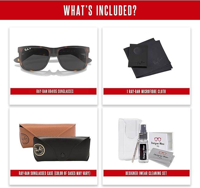 Ray-Ban RB4165 JUSTIN Sunglasses For Men For Women+BUNDLE with ACCESSORY EYEWEAR KIT