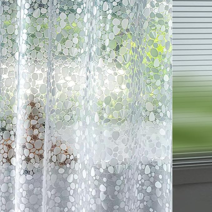 Ga-Geetopia Narrow Size EVA Clear Shower Curtain Liner, Pebble Pattern 48x72 Inch Lightweight Plastic Bathroom Shower Showroom Inner Curtain with Rustproof Metal Grommets and Weighted Magnets