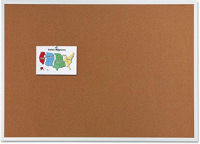 Quartet Cork Board, Bulletin Board, 6' x 4' Corkboard, Aluminum Frame, Silver (2307)