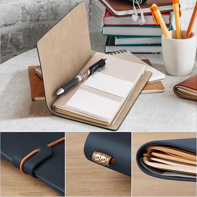PRSTENLY Graduation Gifts Leather Journal, Graduation Gifts for Her Him 140 Page Refillable Journal, High School University College Graduation Gift Ideas for Women Men(Dark Blue)