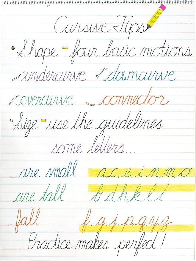 D'Nealian Chart Tablet, 24"X32", Cursive, 25 Sheets