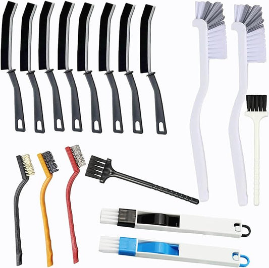 17Pcs Crevice Cleaning Brush Tool Multifunctional Hard Bristle Gap Cleaning Supplies for Bathroom Grout Sink Bathtub Shower Corner Kitchen Toilet Window Track Brushes Small Spaces