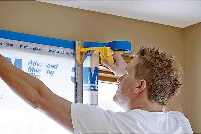 3M Hand Masker M3000 Tape Dispenser, Film & Tape, Applies Painter's Tape to Masking Film or Paper in One Continuous Application, Compact & Lightweight Design, Saves Time When Preparing For Painting