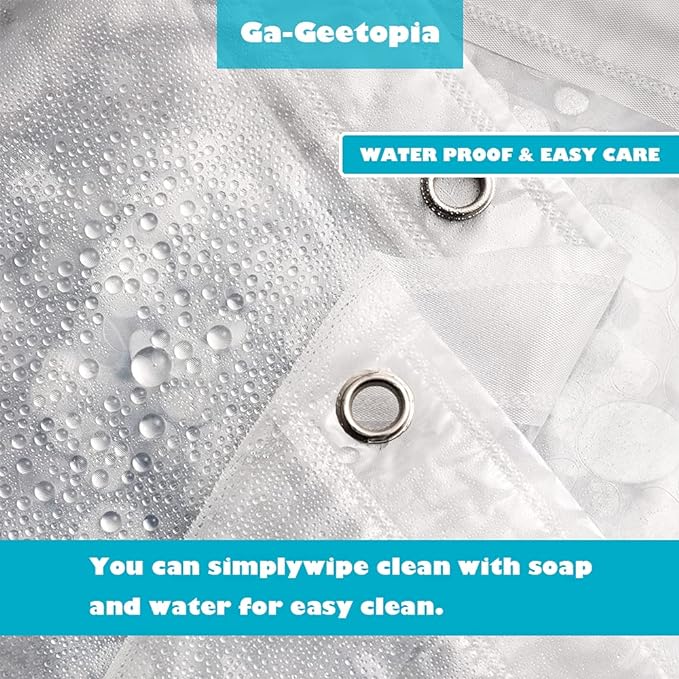 Ga-Geetopia Extra Long - EVA Clear Shower Curtain Liner, Pebble Pattern 72x80 Inch Lightweight Plastic Bathroom Shower Showroom Inner Curtain with Rustproof Metal Grommets and Weighted Magnets
