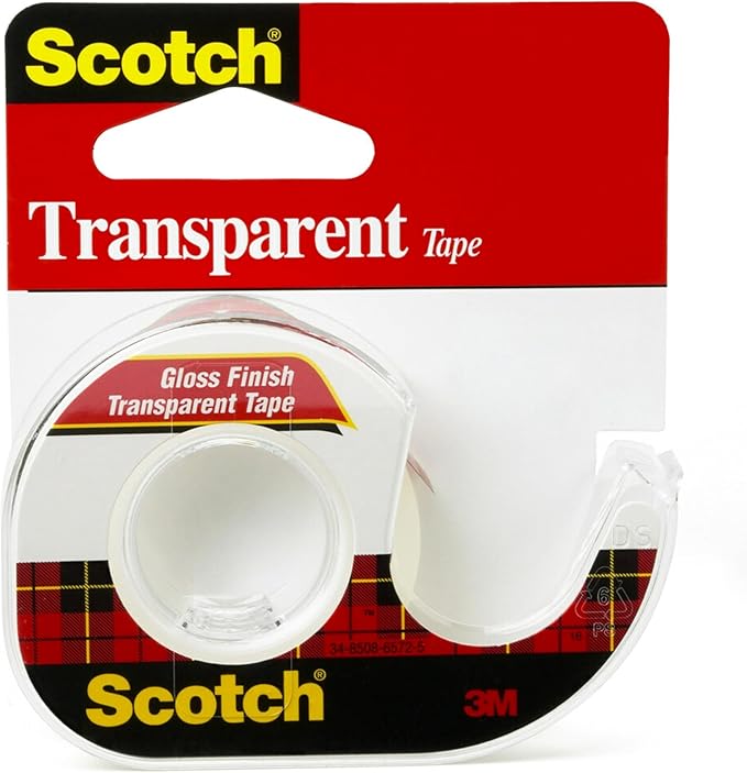 Scotch Transparent Tape , 0.5 in x 450 in (12.7 mm x 11.4 m)