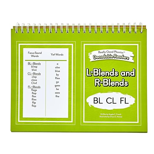 Really Good Phonics Decodable Readers Flip Chart - L- and R-Blends and Three-Letter Blends - Reading Games for Kids, Learning Activities, Homeschool & Classroom Must Haves