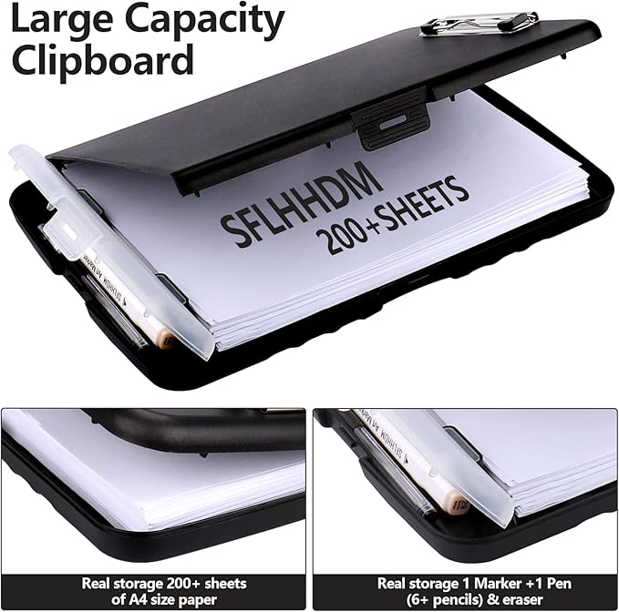 SFLHHDM Storage Clipboard with Pen Holder, High Capacity Clipboards for Classroom, Clip Boards 8.5x11 with Storage, Low-Profile Clip, Lightweight Plastic Clipboard for Kids, Lawers, Office Workers