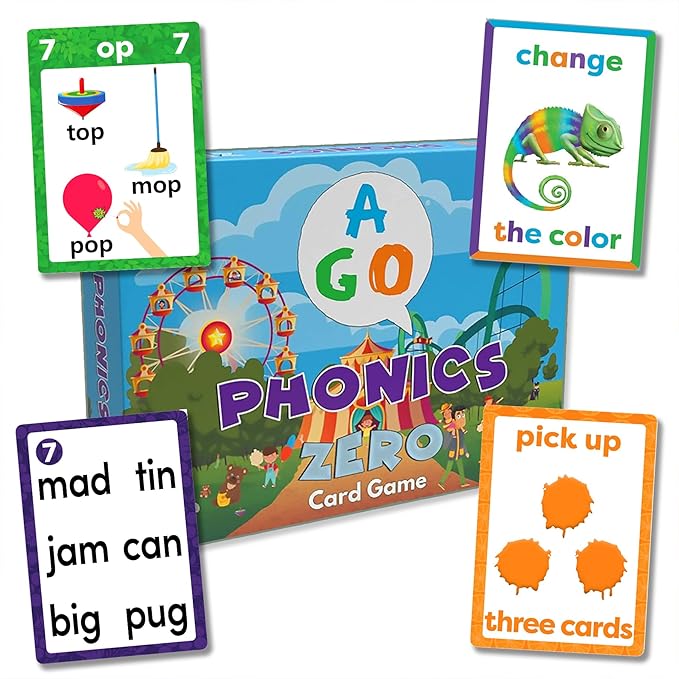 Phonics Zero: Fun CVC Word Card Game & Flashcards for Kids - Fun Reading & Phonics Learning for Kindergarten & Elementary