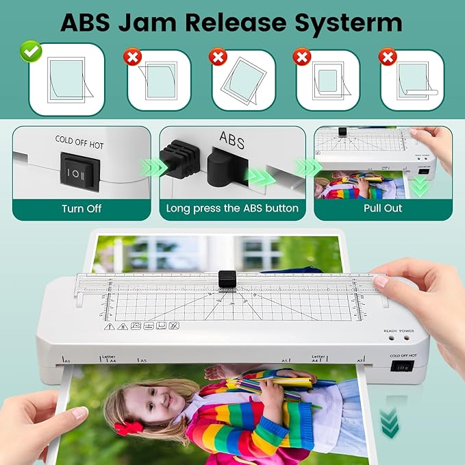 Laminator, A3 Laminator Machine with Built-in Trimmer, 70 Seconds Quick Warm-Up, Cold and Thermal Laminating with 50 Sheets, NTC Technology for Home Office School