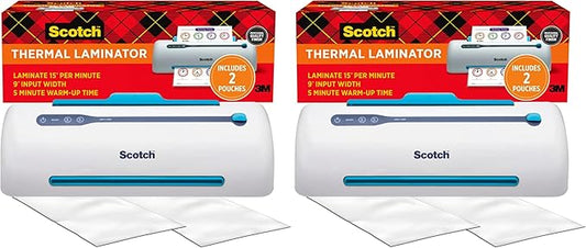 Scotch PRO TL906 Thermal,Laminator Machine,1 Laminating Device,White/Blue,Laminate Recipe Cards,Photos,Documents,for Home,Office,or School Supplies,9 in,(Pack of 2)