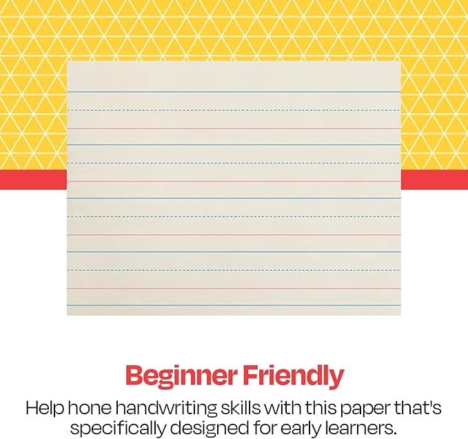 School Smart Zaner-Bloser Writing Paper, Handwriting Practice Lined Paper, Grade K Learning, 1-1/8 Inch Rule, 10-1/2 x 8 Inches, 500 Sheets (Pack of 10)