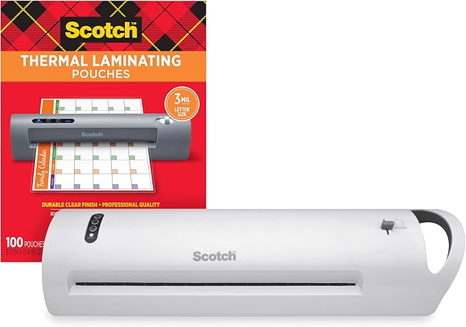 Bundle of Scotch Thermal Laminator, Extra Wide 13 Inch Input TL1302X + Scotch Thermal Laminating Pouches, 8.9 x 11.4 Inches, Letter Size Sheets, 100 Count