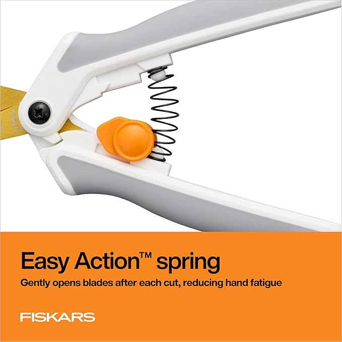 Fiskars Easy Action Micro-Tip Titanium Scissors, Sharp Blades for Cutting Precision and Angles with Easy Action Spring Design, Crafting Supplies, SoftGrip Assisted Handle