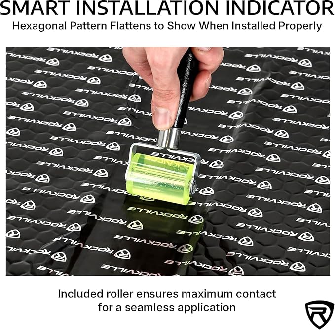 Rockville ROCKMAT 50-20 80 mil Butyl Aluminum Foil Sound Deadening Mat, 50 Sq Ft Peel and Stick Automotive Soundproofing for Doors Floors Trunk, Cars Vans RVs, Full Sedan Builds