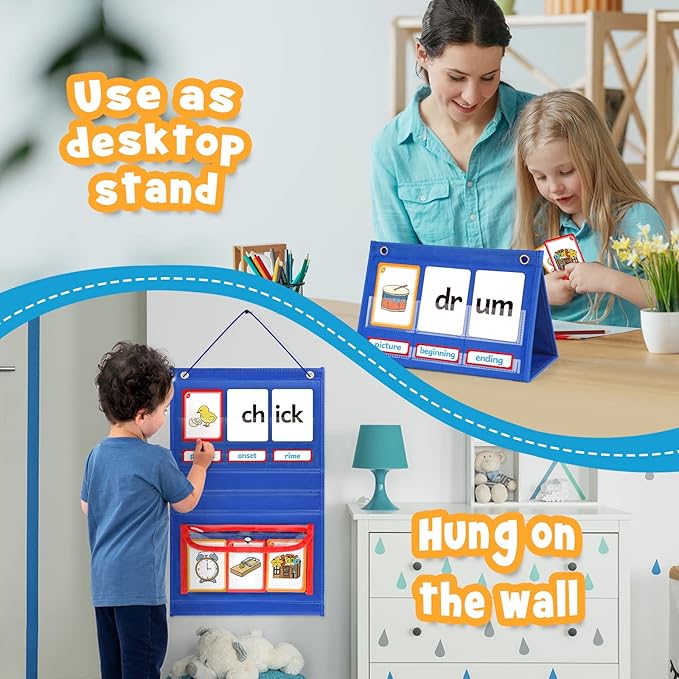 Torlam Blends & Digraphs Pocket Chart, Onset Rime Phonics Games Sight Word Flash Cards, Educational Spelling Reading Learning Blending Board, Elementary Kindergarten Classroom Teachers Must Haves