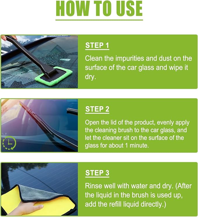 Automotive Oil Film Cleaning Brush for Car Windows, Glass Cleaning Board, Car Windshield Cleaner, Suitable for Windshield Glass Oil Film Remover (greener-L)