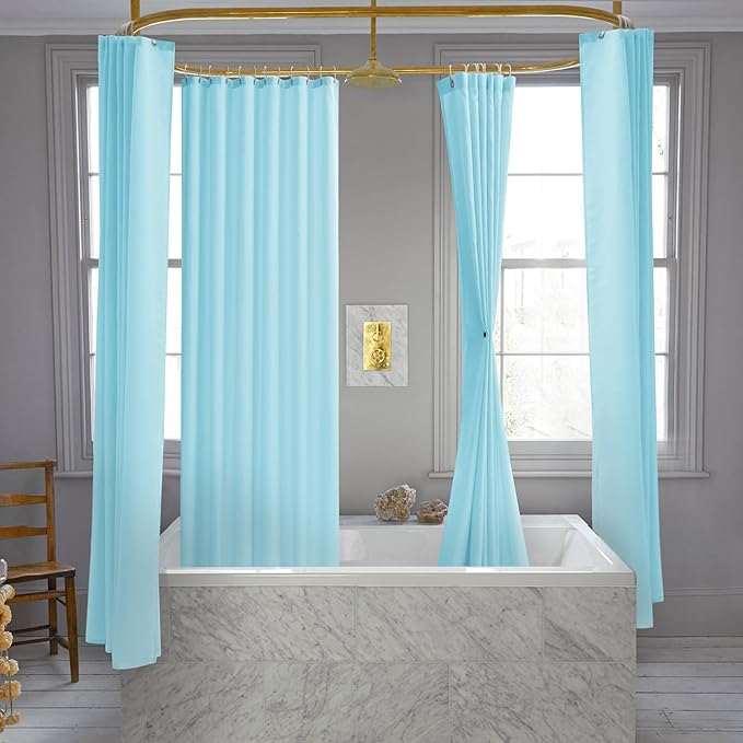 Nasitos Fabric Shower Curtain Liners 4 Pack - W72 x H72 - Washable & Water Resistant Cloth Shower Liner for Bathroom, Soft Hotel Quality, Standard Size (Blue, Include 8 Separate Magnets)