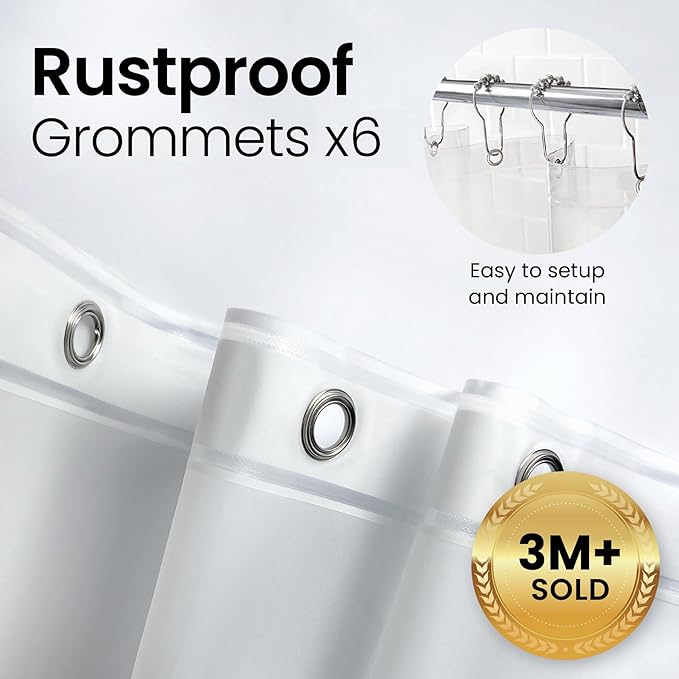 LiBa Bathroom Shower Curtain - Waterproof Plastic Shower Curtain Premium PEVA Non-Toxic with Rust Proof Grommets Clear 10G Heavy Duty Bathroom Accessories 72x78
