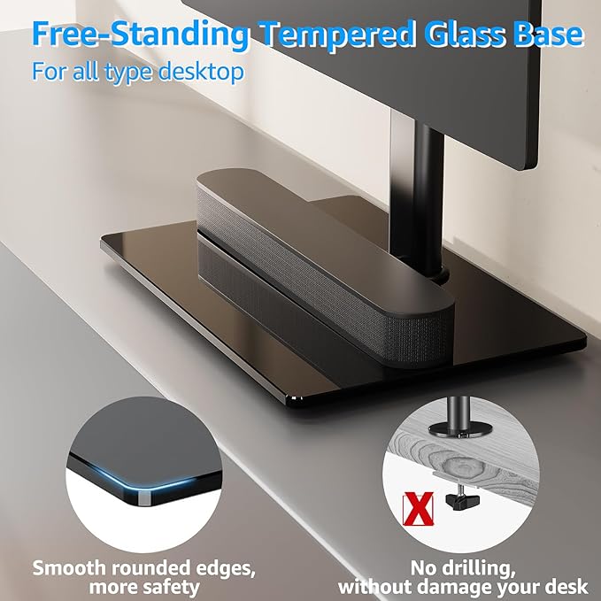 MOUNTUP Monitor Stand for Desk, Freestanding Monitor Mount Fits 13-32 inch Screen up to 17.6 lbs, Screen Stand with Swivel, Height, Rotation Adjustment, VESA Mount 100 x 100mm, 75 x 75mm