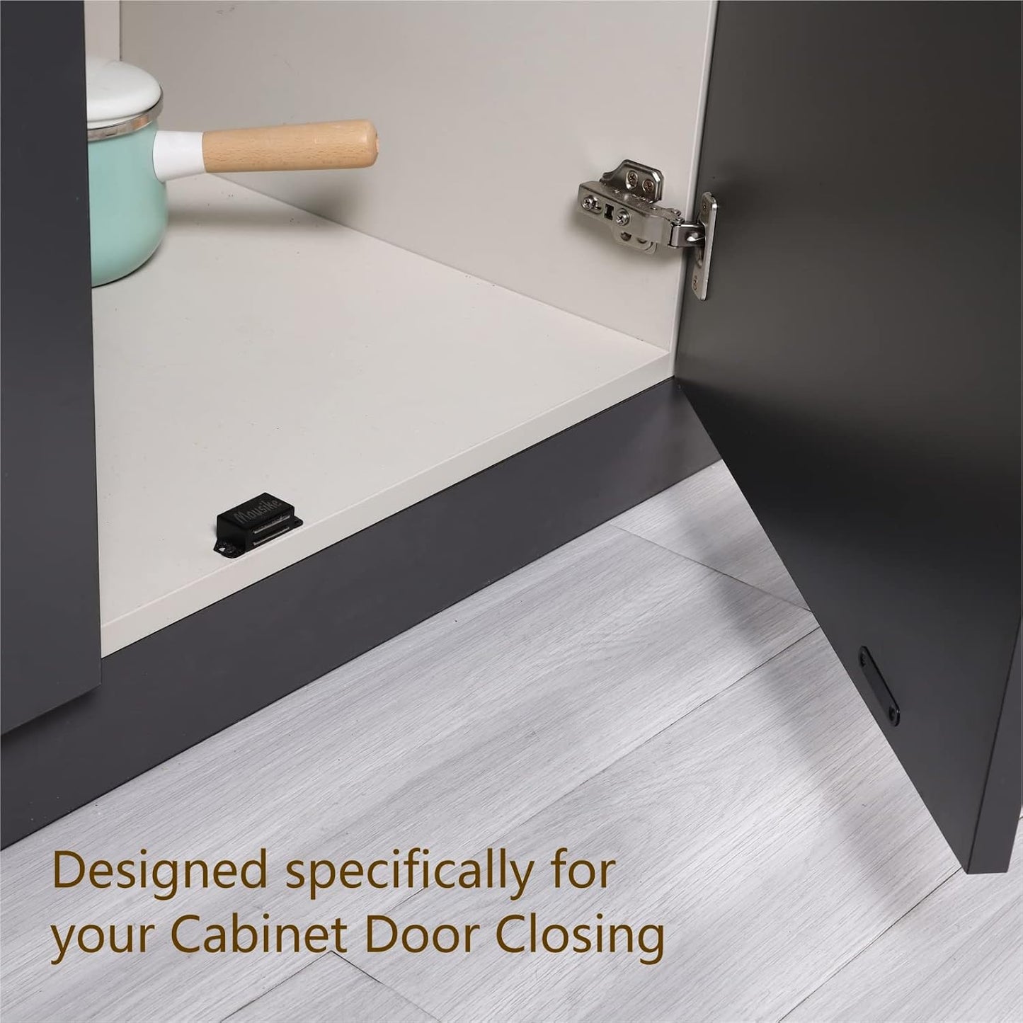 Mousike Cabinet Magnets Magnetic Door Catch Stainless Steel Door Magnet for Kitchen Bathroom Cupboard Wardrobe Closet Closures Cabinet Door Drawer Latch 20 lbs (Black 8Pack)
