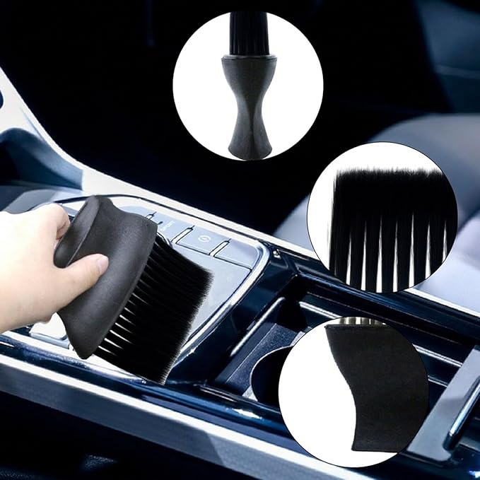 4 Pcs Auto Interior Dust Brush Set Soft Bristles Detailing Brush Dusting Tool Car Interior Cleaning Soft Brushes Duster for Automotive Dashboard, Air Conditioner Vents, Keyboard Dust Removal(Black)