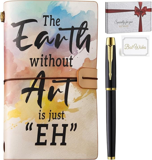 Art Lovers Gifts Journal Notebook with Pen The Earth Without Art, Artist Gifts Art Teacher Appreciation Gift, Art Themed Gift for Artist Art Student