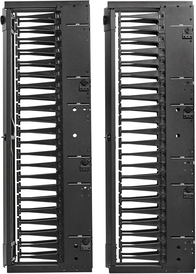 Tripp Lite Vertical Cable Manager, High-Capacity Deep Double Finger Duct, Front-Facing Cover, Two 3.5 feet Tall Sections, 6 inch Wide x 11.4 inch Depth, Black, 5-Year Warranty (SRCABLEVRT6HD)