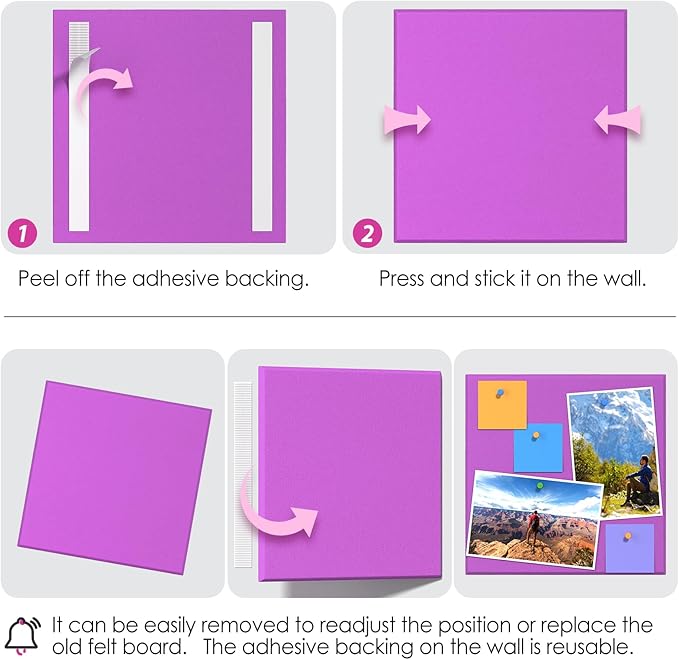 MaxGear Large Cork Board for Wall 36" x 24", Rose Pink Bulletin Board, 6 Pack Felt Wall Tiles with Pushpins, Cork Boards for Office Pin Board Tack Board Cork Boards