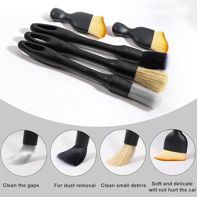 Car Detailing Brush, 7 PCS Car Interior Brush Set, Automotive Interior Dusting Brush, Car Cleaning Brush for Cleaning Car Interior Exterior, Air Vents, Dashboard Engines Leather Wheel