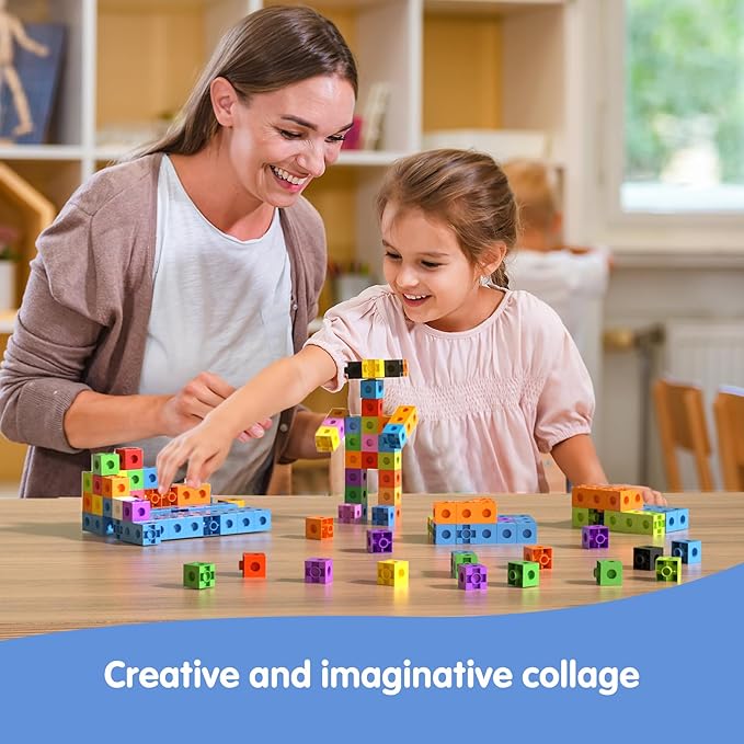 Math Linking Cubes with Box 301PCS, Preschool Math Manipulative, Kids Counting Blocks Play Set, Suitable for Learning Educational Supplies in Kindergarten. Great Gift for Boys & Girls (1)