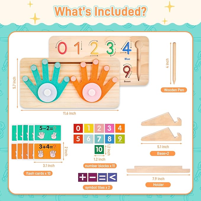 LovesTown Preschool Learning Toys, Educational Math Manipulatives Finger Counting Blocks, Tracing Number for Toddlers, Homeschool Classroom Supplies Birthday Boys Girls Gifts