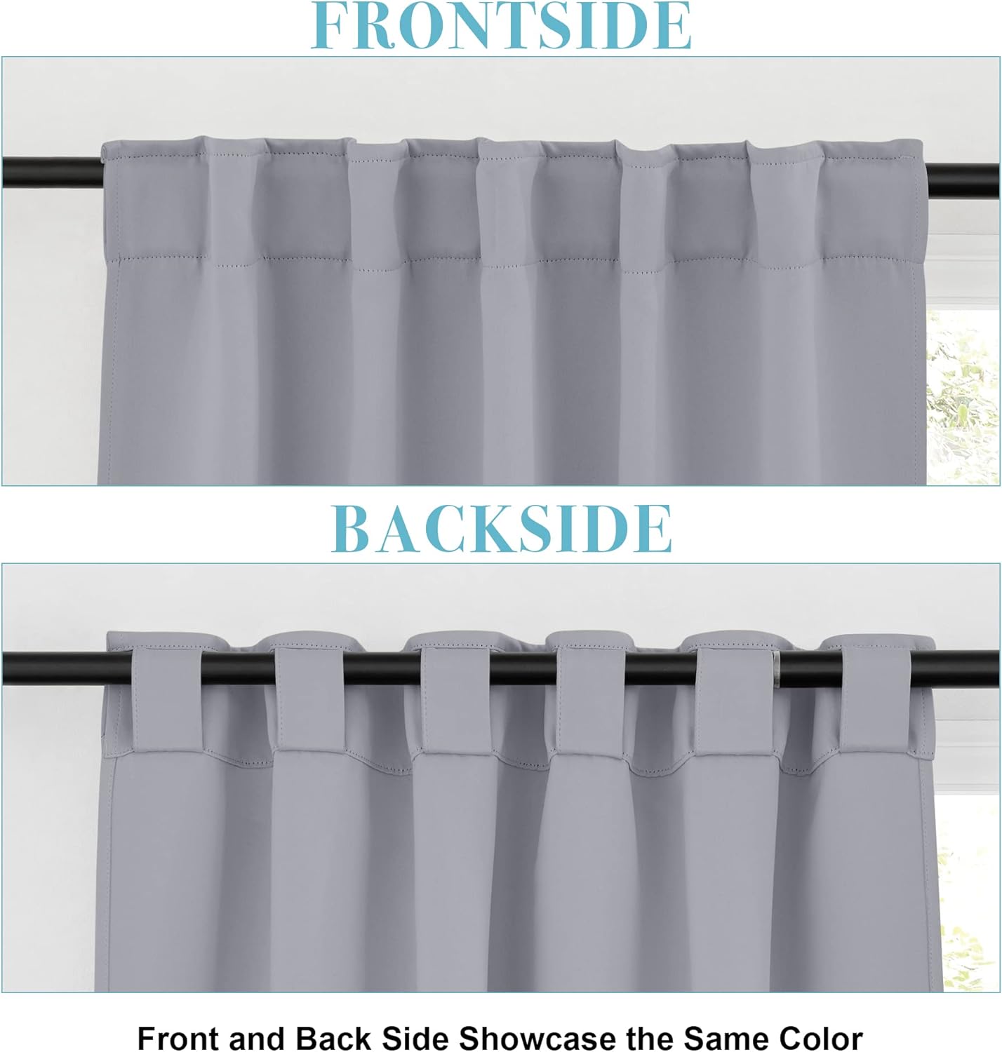 RYB HOME Kitchen Window Curtains - Blackout Privacy Half Window Curtains for Bedroom Bathroom Dining Living Room Cafe Office Short Tiers Drapes, W 34 x L 36 inches, 2 Panels, Silver Grey