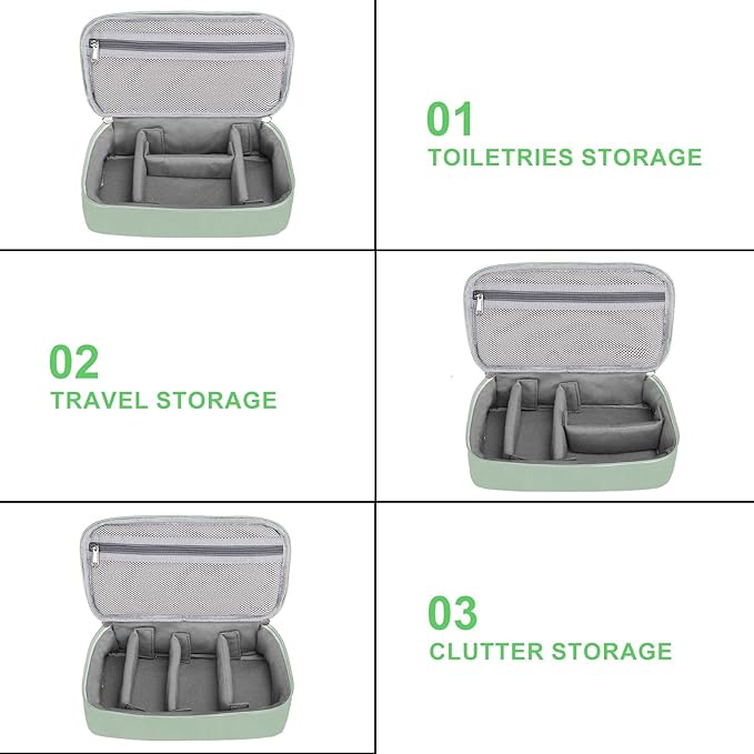 MOSISO Electronic Organizer Travel Case, Puffy Electronic Accessories Carry Case for Cable, Charger, Phone, Earphone, Mouse and Other Accessories, Portable Storage Bag with Handle, Antique Green