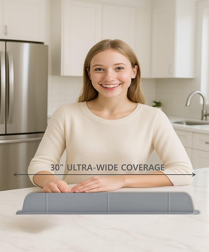 30 inch(75cm) Premium Kitchen Sink Silicone Water Splash Guard SIZE UPGRADE 30" and new package - NO Suction Cups, Ultra Wide 30" - Made in Korea (Ultra Wide Eco Gray)