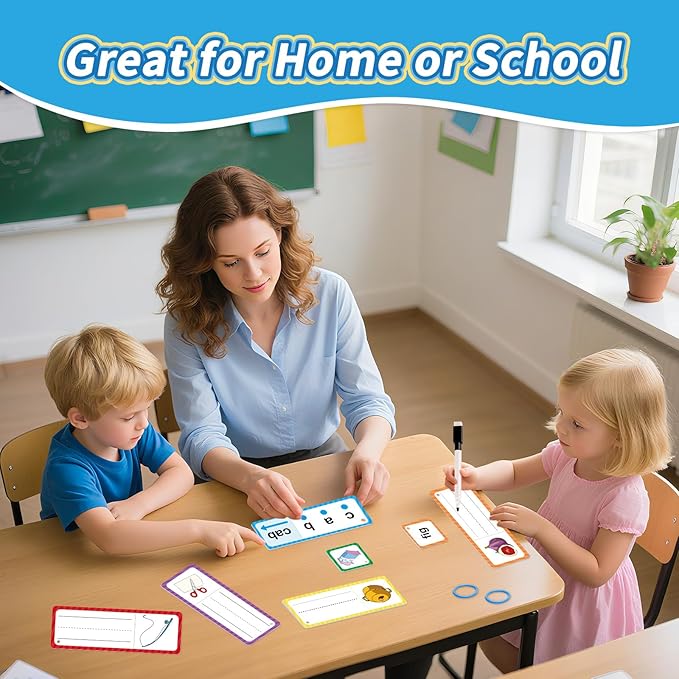 Phonics Games Flash Cards for Kids, CVC Word Games, Educational Speech Therapy Toys for Toddlers, Learn to Read & Spell, Preschool Kindergarten Learning Activities, Homeschool Essentials