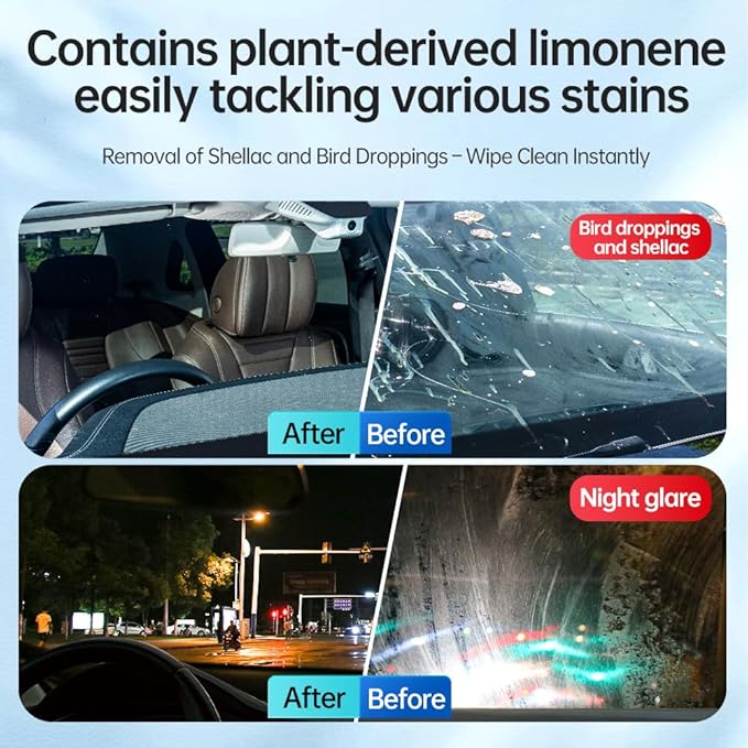 Glodway Car Glass Windshield Cleaner,Oil film Remover, Streak-Free Shine on Windows, Windshields, and Mirrors, Ammonia Free, for Auto and Home,4.58 OZ